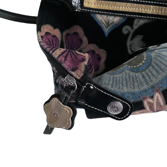 Longchamp Vintage Floral Velvet Canvas Hobo Bag Purse RARE - Picture 5 of 10